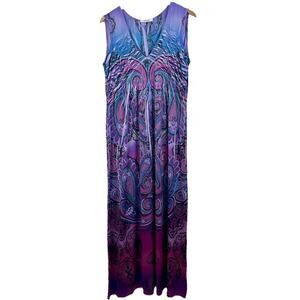 Y2K Boho Whimsy Goddess Maxi Dress Plus Size 1X Style & Co Liquid Knit Hippie